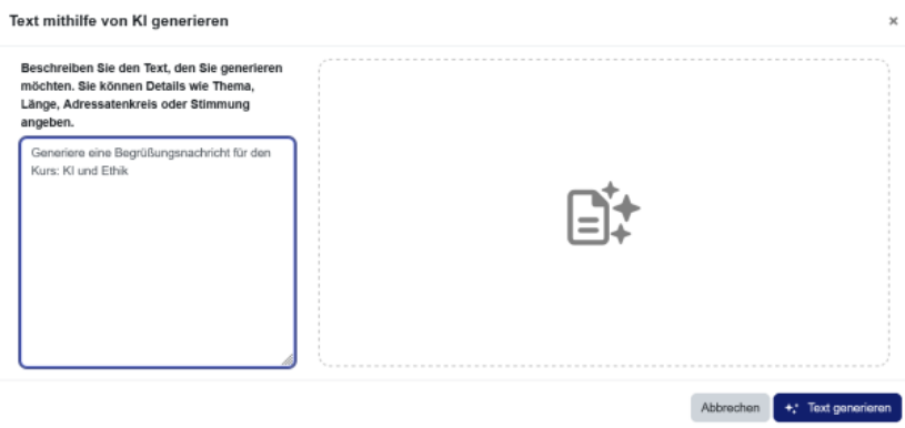 KI-generierter Text Screenshot