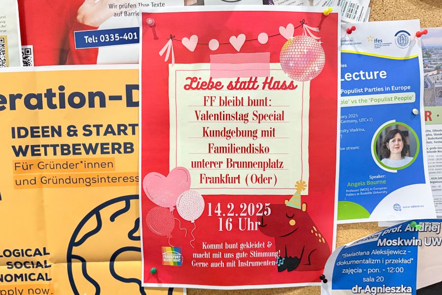 Post der Kundgebung "Liebe statt Hass" in Frankfurt (Oder)